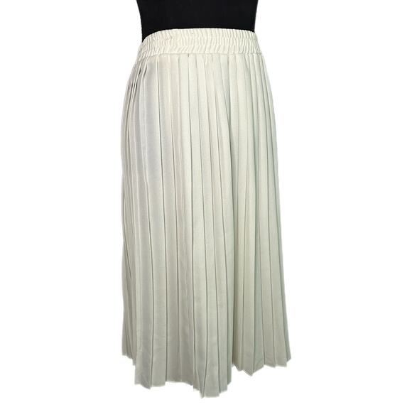 Worthington White Pleated Midi Skirt with Elastic Waistband, Large, Pre-owned - Picture 1 of 3